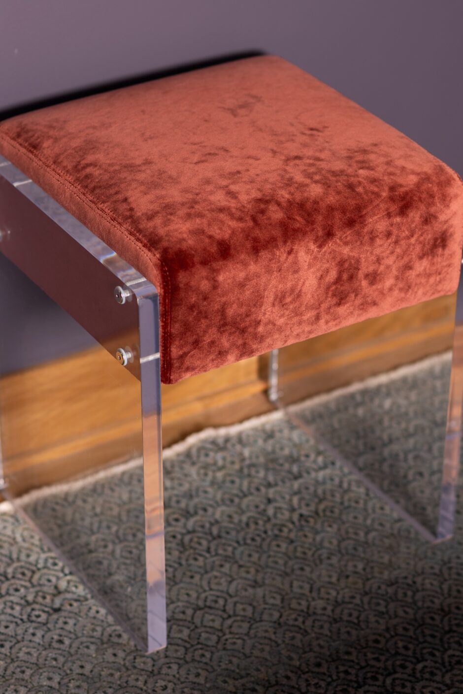 Rust Orange Ottoman Stool